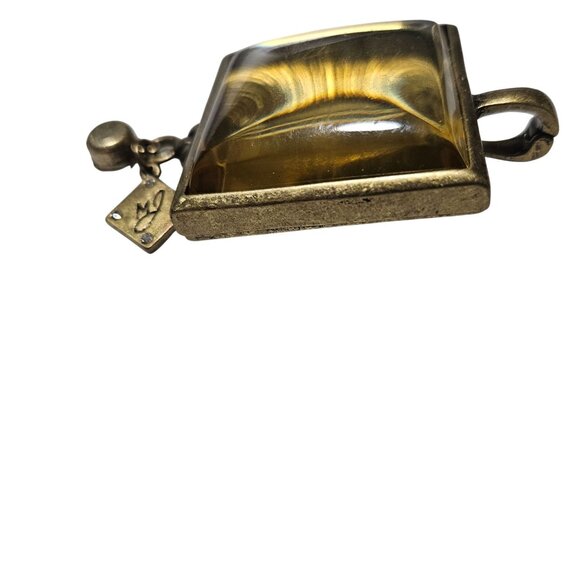 Vintage Gold Tone Square Pendant Crystal Charm Hinged Closure Fashion Jewelry - Picture 3 of 6